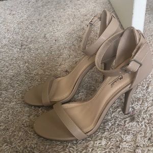 Tan Strappy Open Toe Heels
